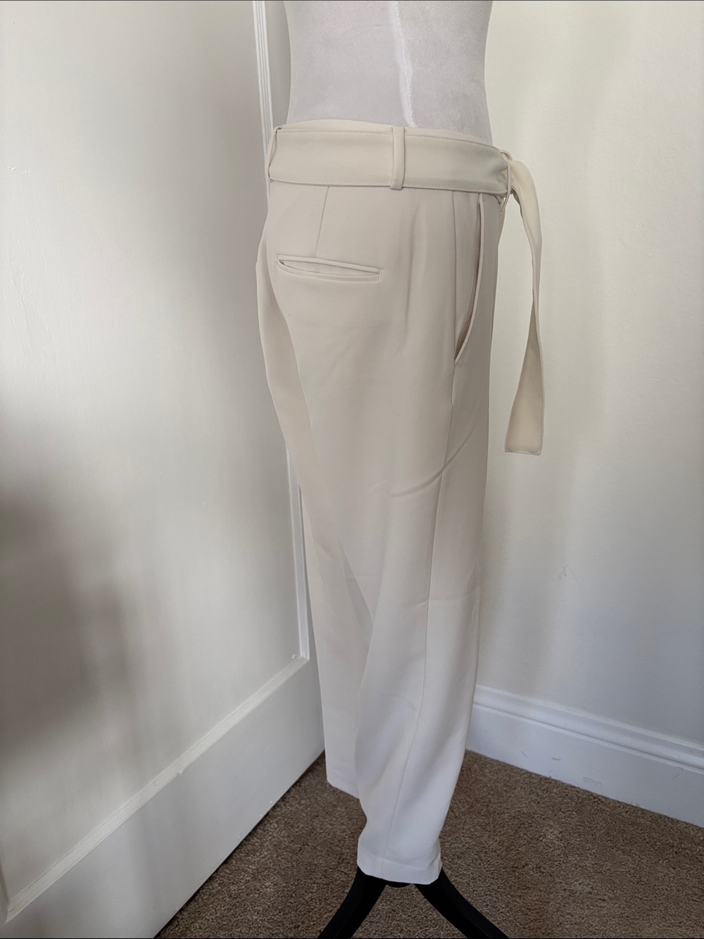 Ann Taylor Tie Waist Ankle Pants in Winter White - Size 4 - Picture 3 of 8